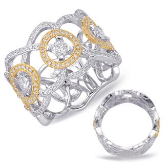 White & Yellow Gold Pave Band
