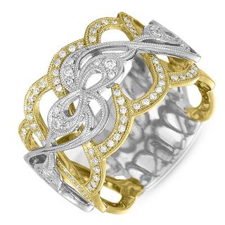 White & Yellow Gold Pave Band