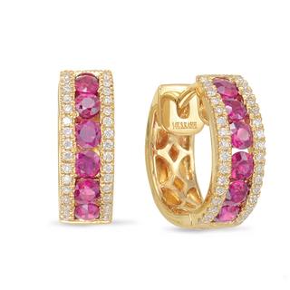 Yellow Gold Ruby & Diamond Earring