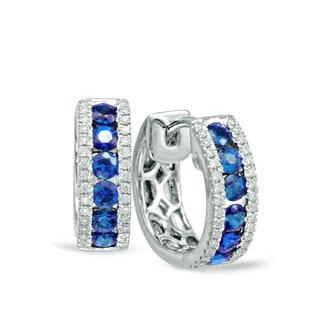 White Gold Sapphire & Diamond Huggie