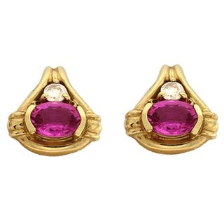 Pink Sapphire & Diamond Earring