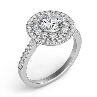 White Gold Halo Engagement Ring (0.97 cts.)