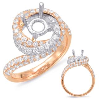 Rose & White Gold Halo Engagement Ring