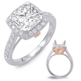 Rose & White Gold Halo Engagement Ring (0.58 cts.)