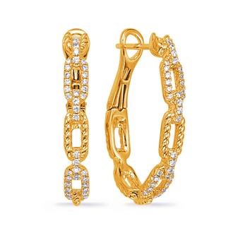 0.39ctw Yellow Gold diamond earring